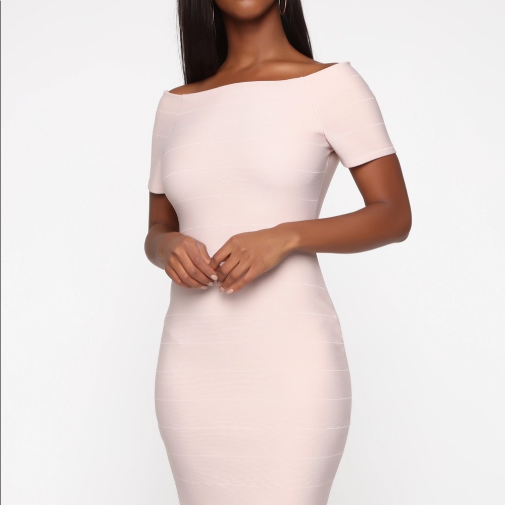 FASHION NOVA- Pink Bandage Midi Dress Size M